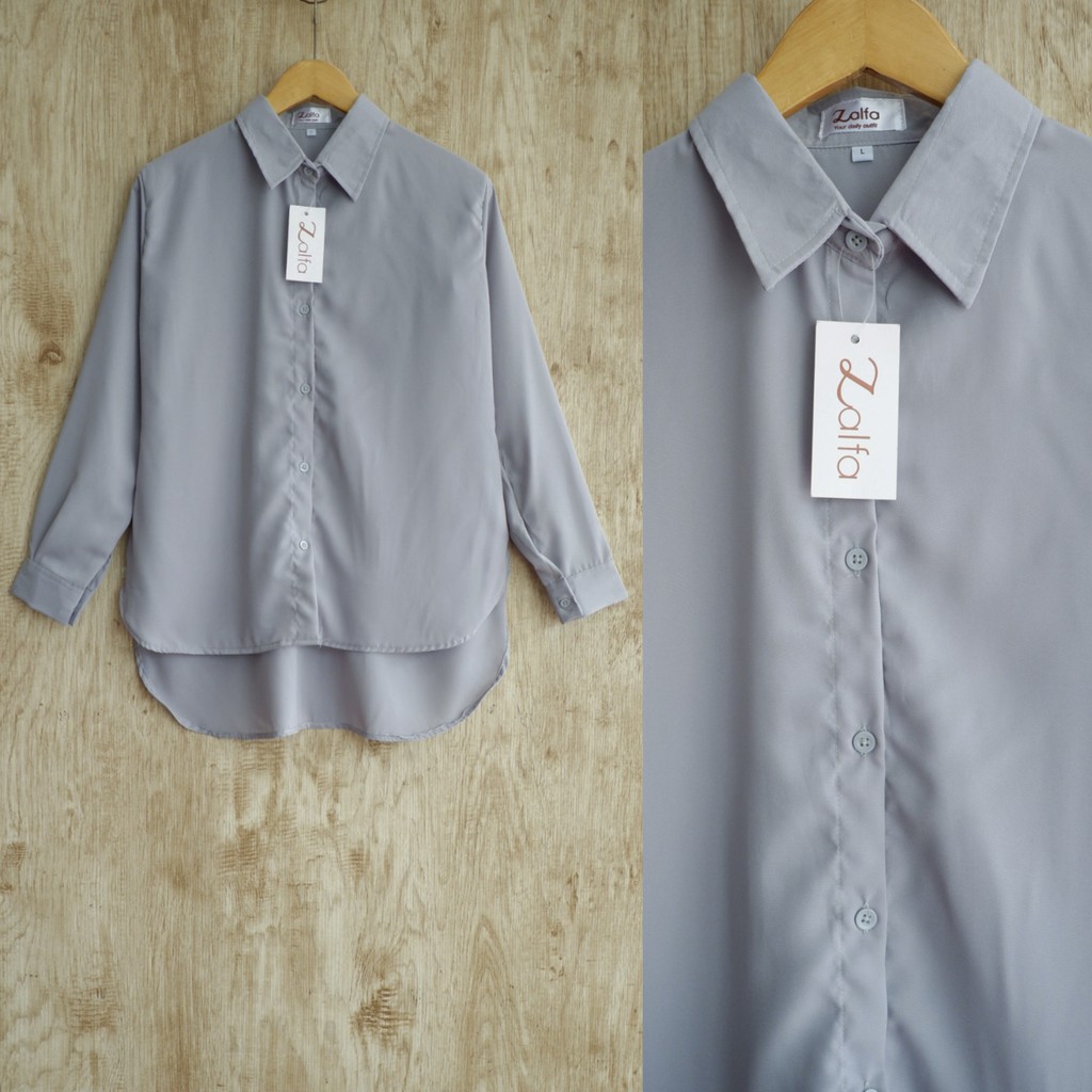 KEMEJA WANITA BASIC by ZALFA-Grey