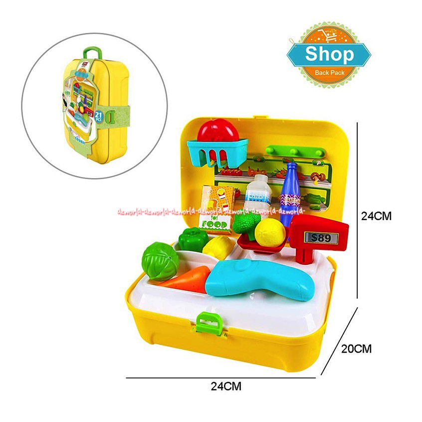 Shop Back Pack Playset Mainan Anak Kasir Kasiran dan Shopping 21pcs