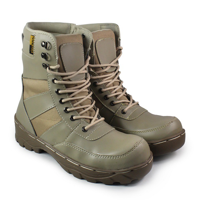 Sepatu Pria Boots Tracking Bikers / Safety Boot Ninja Pdl Sleting Cream Ujung Besi / Sepatu Outdoor