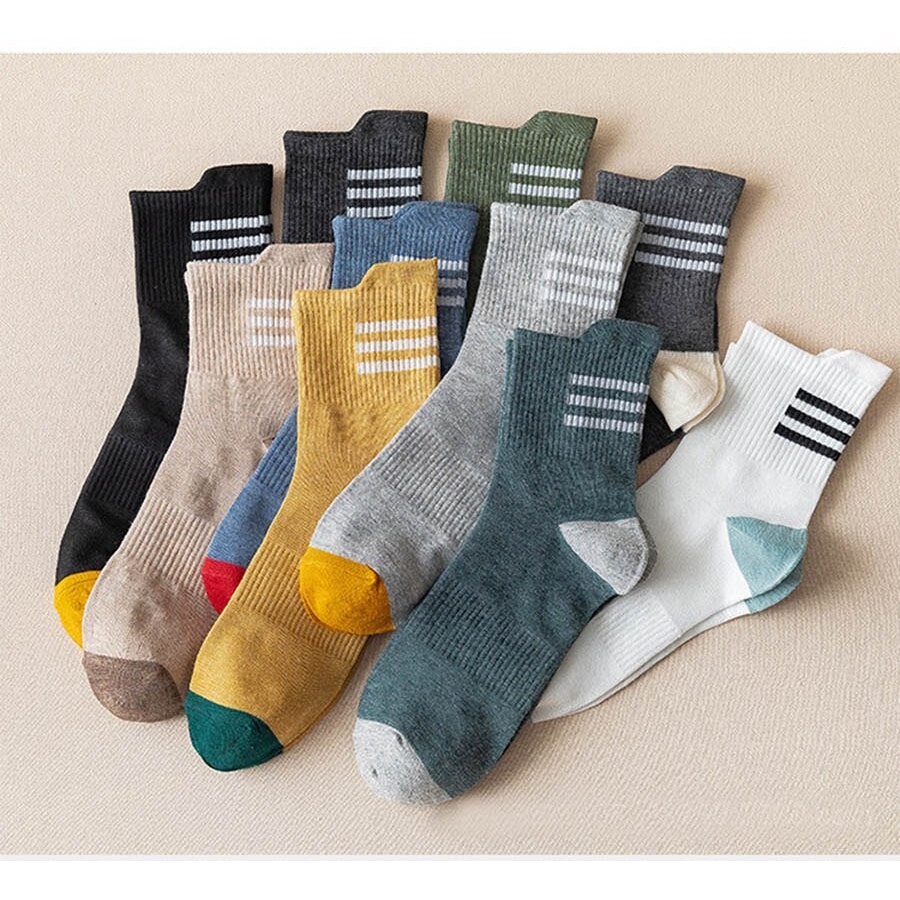 Kaos Kaki Pria High Quality Striped Solid Color Socks SCH029