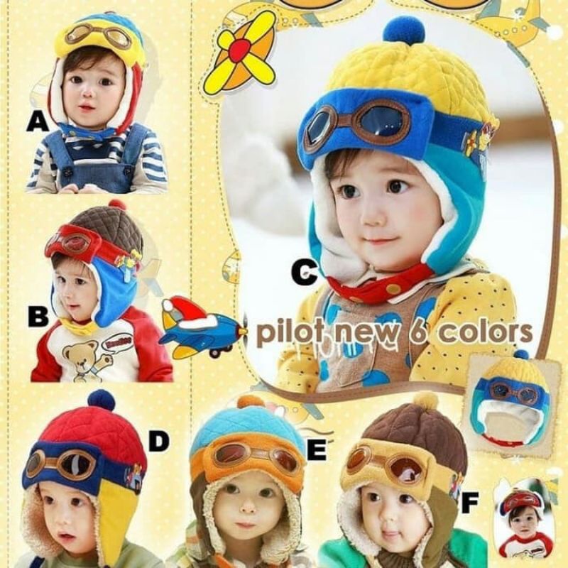 Topi pilot kupluk balita model pilot Topi anak - topi musim dingin anak - KOREAN BABY HAT