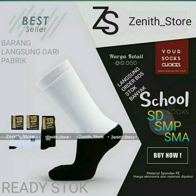 KAOS KAKI SEKOLAH SD SMP SMA / KAOS KAKI SEKOLAH HITAM PUTIH SD SMP SMA GROSIR