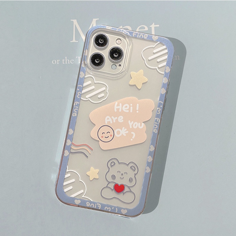 【Ready Stock】Cute Cartoon Bear Smiling TPU Transparent Soft Silicone Anti-drop Protective Phone Case for Samsung Galaxy A03s A22 A32 A42 A12 A02s M02s A20s A21s A72 A52 A11 A20 A30 A50 A50s A31 A51 A71 A81 A91 A70 M51 M52 S21 S20 FE S30 Note 20 Plus Ultra