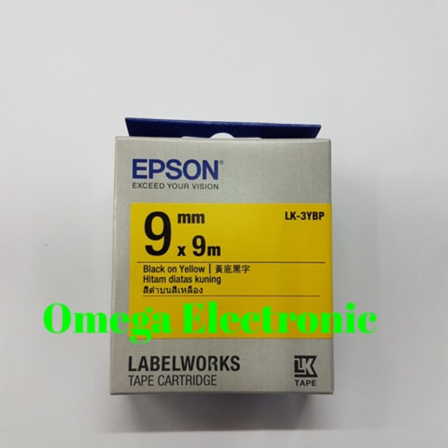 Epson LabelWorks LK-3YBP 9mm Black on Yellow Label Tape Catridge LK 3YBP