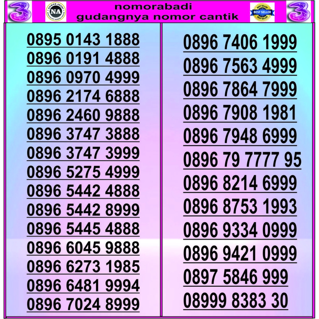 NOMOR CANTIK TRI 4G  H60