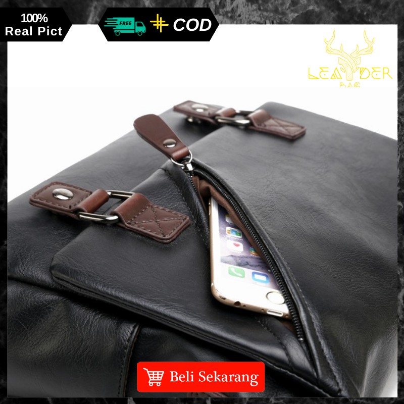 Tas Selempang Laptop Kulit Pria Terbaru 2021 Original Warna Coklat / Tas Messenger Kulit Kerja Cowok