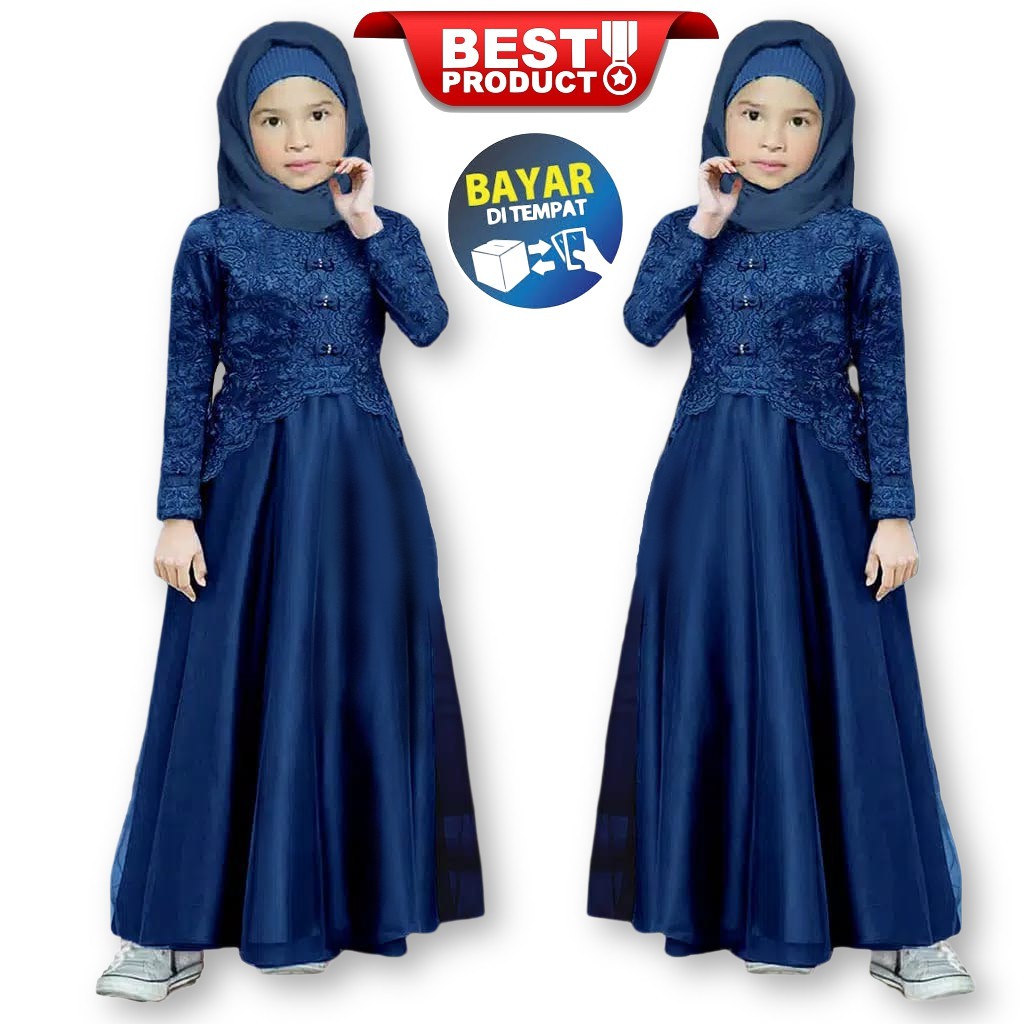 GAMIS MUSLIMAH BRUKAT ANAK 5 - 12 TAHUN