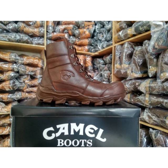Sepatu Boots Safety Kulit Sepatu Pria Camel Zipper