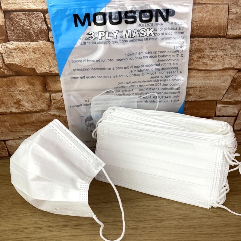 MASKER EARLOOP 3PLY CAREION PUTIH EMBOS 1BOX ISI 50PCS / 3 PLY MURAH PACK WHITE EMBOSS