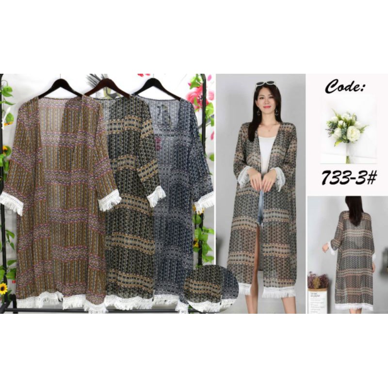 kardigan bunga long outer bohemian sifon