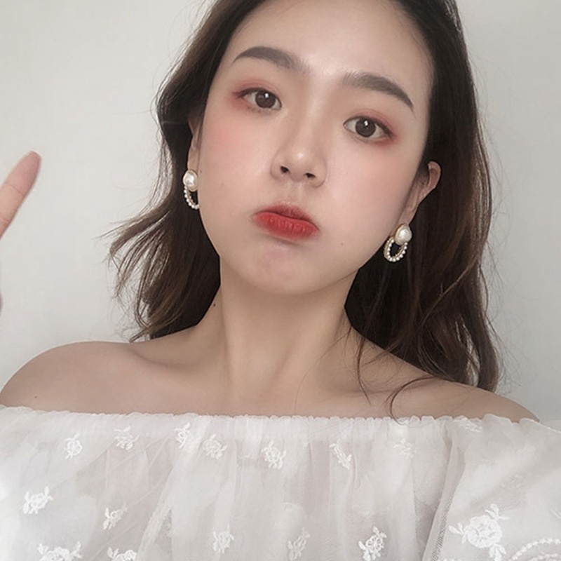 Korea fashion style elegan sosialita Mutiara anting sterling anting-anting perak needle sederhana al