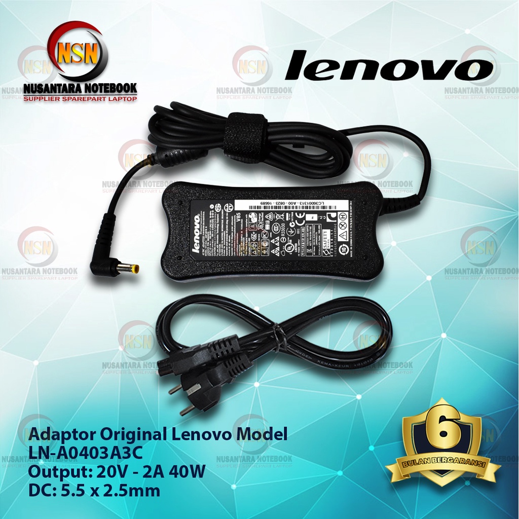 Adaptor Charger Original Laptop Lenovo 20V - 2A 40W DC 5.5x2.5 Mm