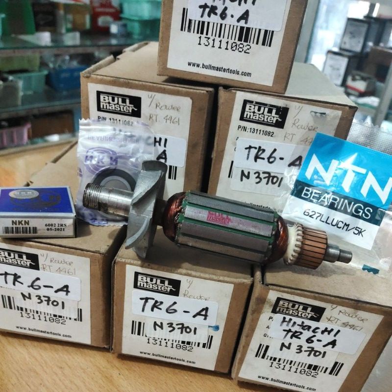 GENUINE PARTS ☑️ 1 Paket Armature TR6 - A ➕ 2 Bearing Depan 607 & Belakang 6002 • BULL MASTER | Angk