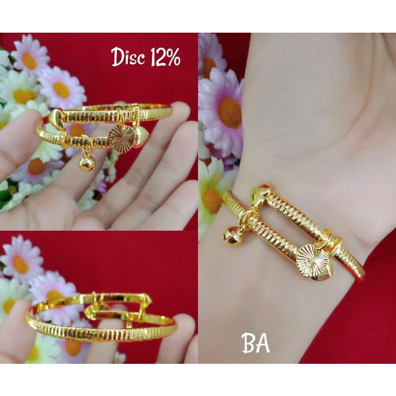 Gelang bangle dewasa emas muda kadar 35% aksesoris perhiasan wanita dewasa emas muda kadar rendah