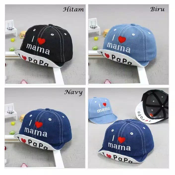 BABY STORE01 - TPA TOPI BAYI I LOVE PAPA I LOVE MAMA TOPI ANAK