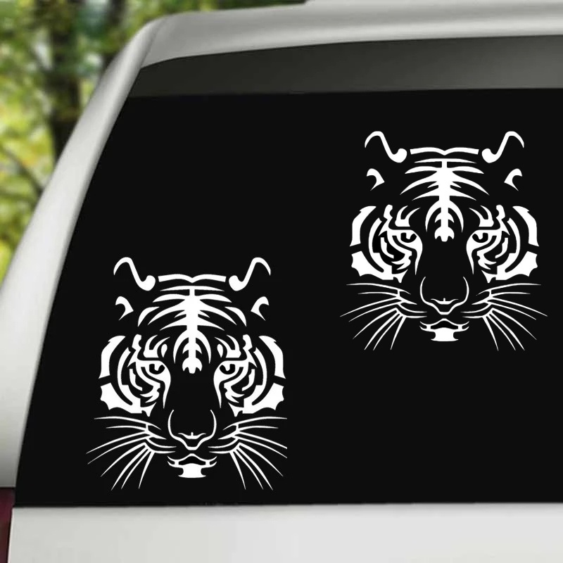 Stiker Vinyl Reflektif Laser Motif Harimau 14x15cm Untuk Mobil