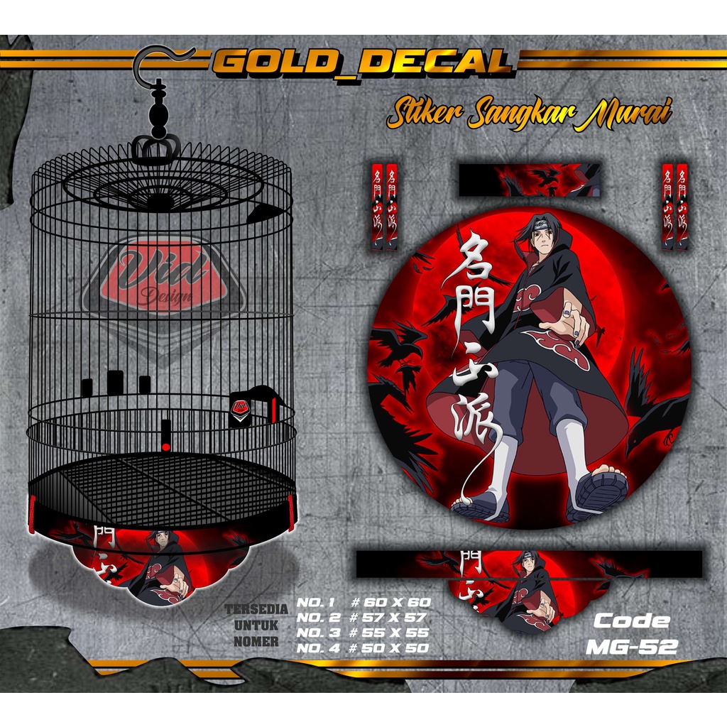 Decal Kandang Murai Tebok Burung Bulat Stiker Sangkar Murai Batu No 1 2 3 4