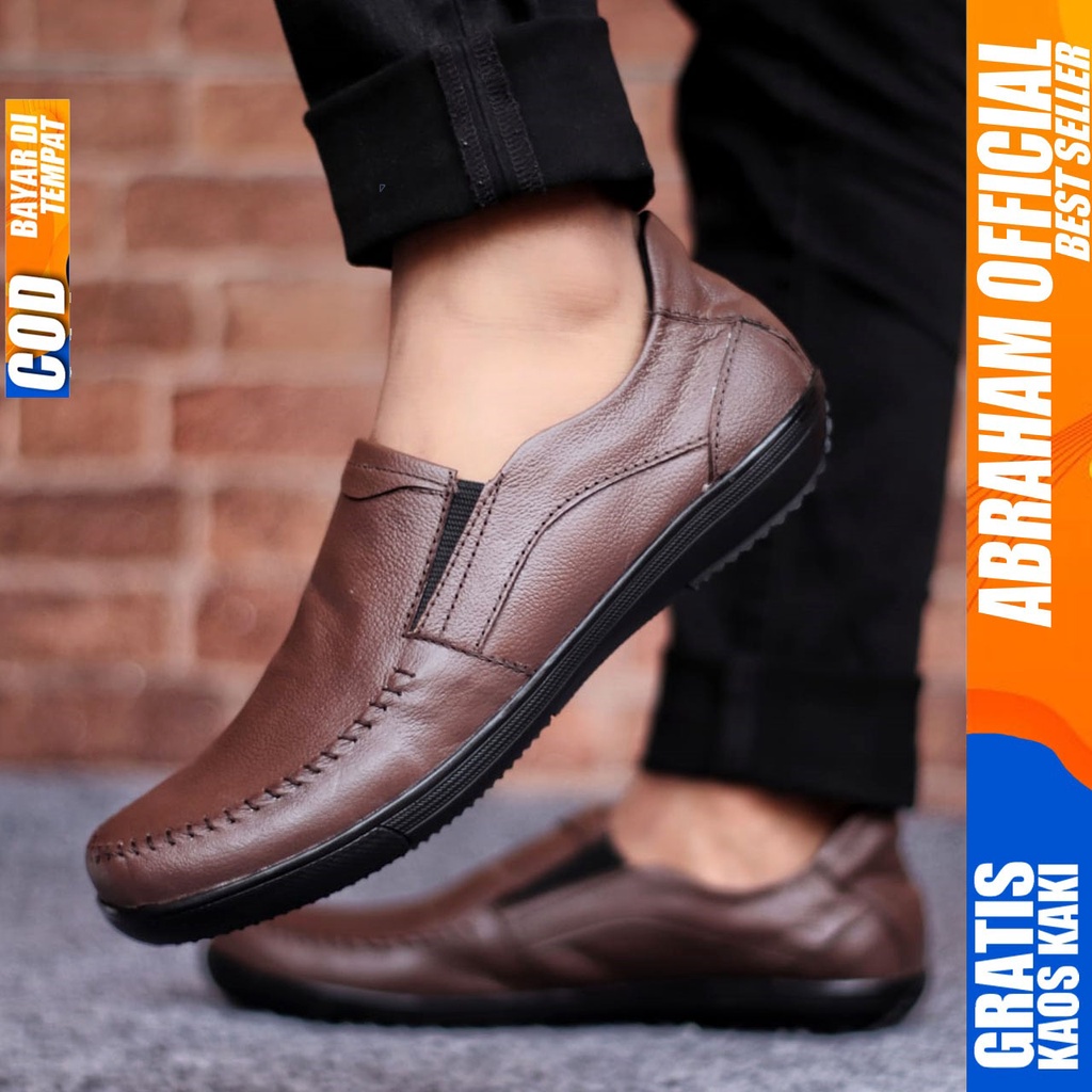 ABRAHAM WILD Sepatu Formal Pantofel Pria Kulit Asli