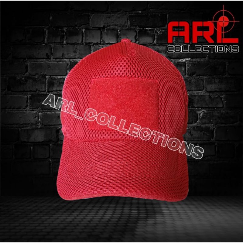 topi jala army double mes merah / topi jaring velcro tactical