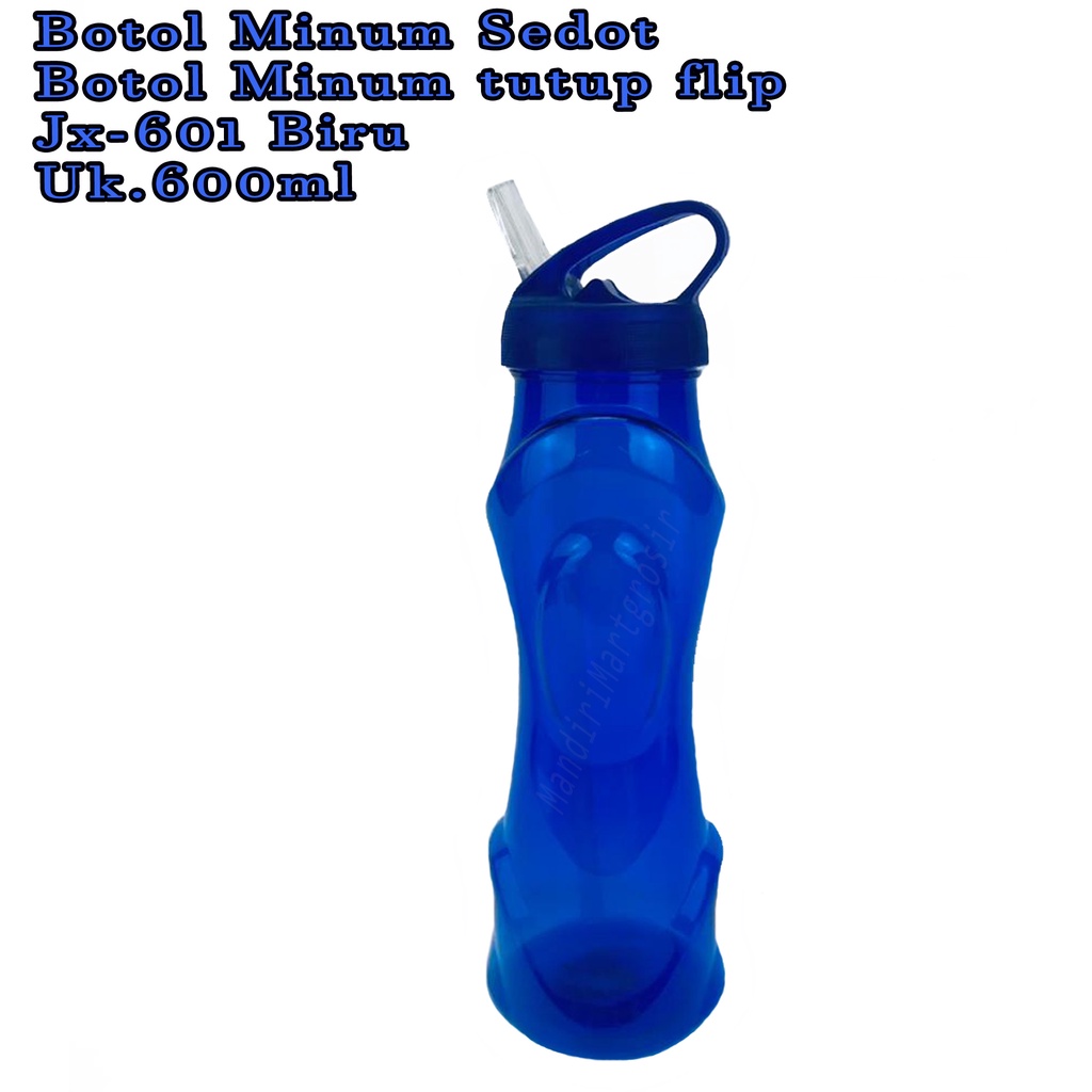 Botol minum * Botol minum tutup flip * botol plastik  jx-601 * warna Biru 600ml