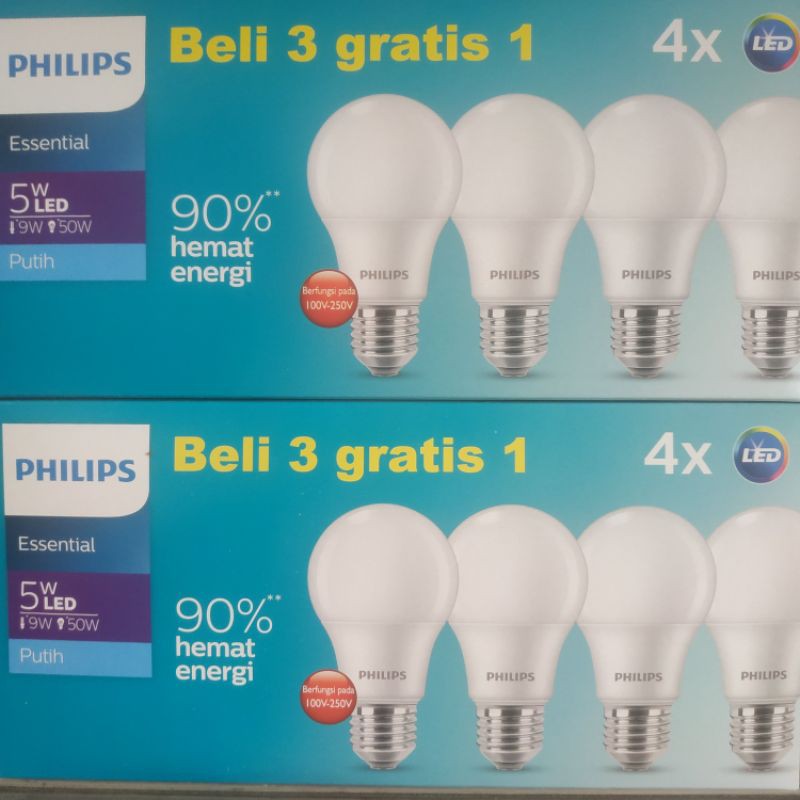 Lampu LED Philips 5 Watt Paket 4 Lampu
