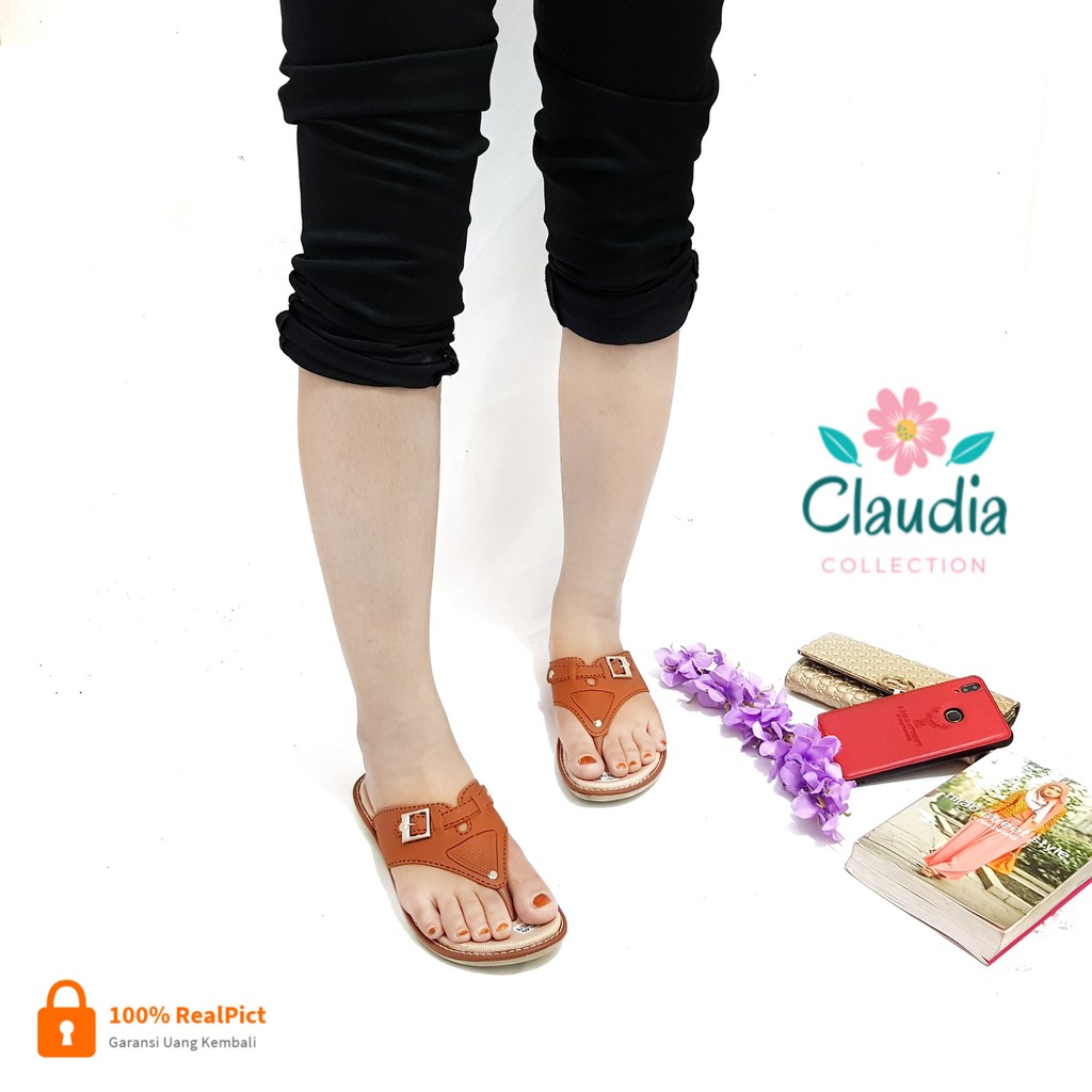 GEA Sandal Jepit Kasual Wanita Kulit PU Sintetis by CLAUDIA