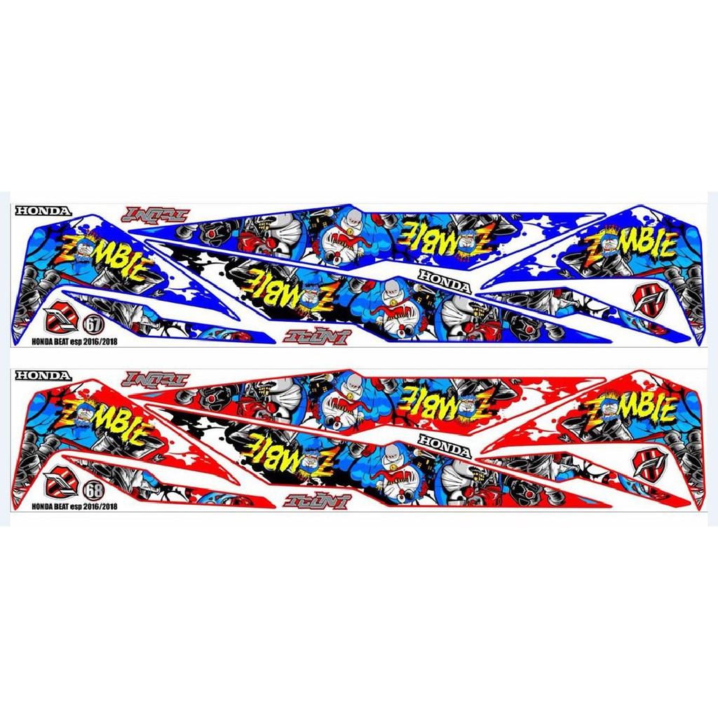 Stiker Striping Motor Honda Beat ESP 2016-2018 Doraemon Zombie murah