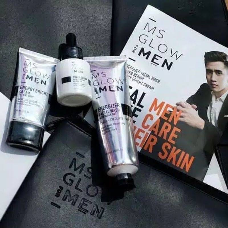 PROMO PAKET MS GLOW FOR MEN / MS GLOW MEN / Facial wash men / sunscreen men / bright cream men / SERUM MEN