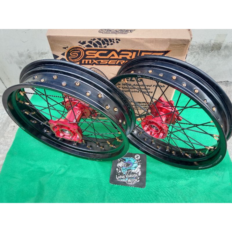 Paket Velg Supermoto Tromol Expedition Set Velg Scarlet 300/17 & 350/17 Crf 150l Velg Crf 150
