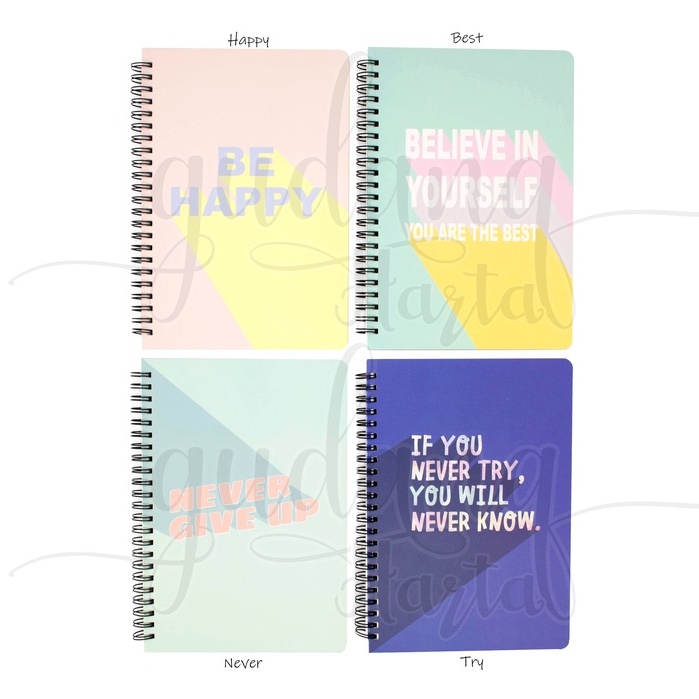 Notebook Spiral Positive Vibes Buku Catatan Motif Kata Kata GH 308820