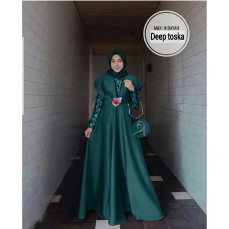CRD Dress Brokat/Dress Muslimah/Gaun Muslimah/Gaun Walimah/Gaun Syari/Maxi MX Hataway Mustard Furing