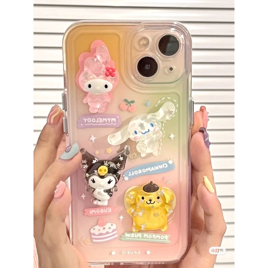 Case Desain Sanrio 3D Kuromi My Melody Cinnamoroll Untuk Iphone 11 12 13 Mini Pro Max X Xs Xr 7 8 Plus SE 2020