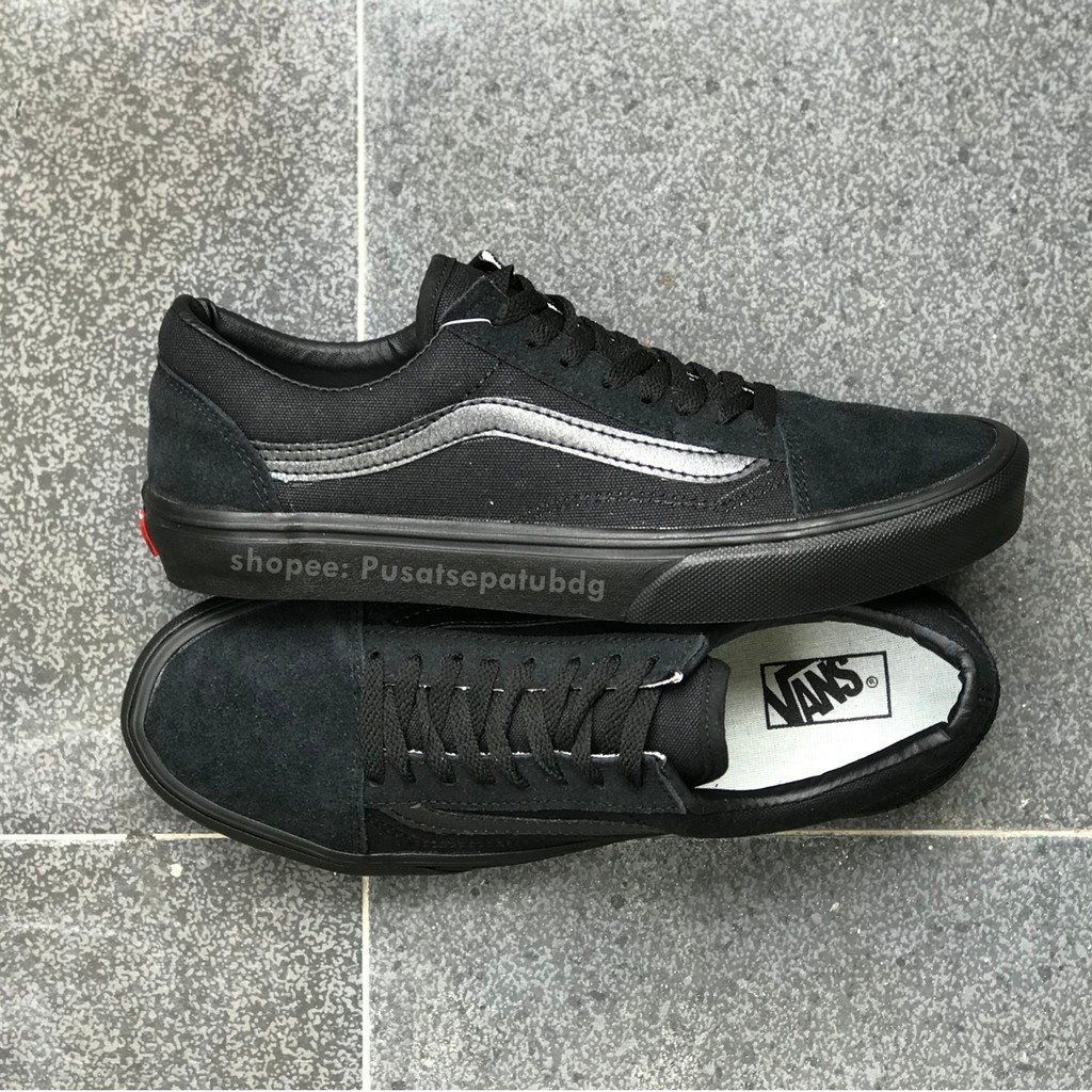 [TERLARIS] VANS OLD SKOOL ALL BLACK FULL HITAM WAFFLE DT