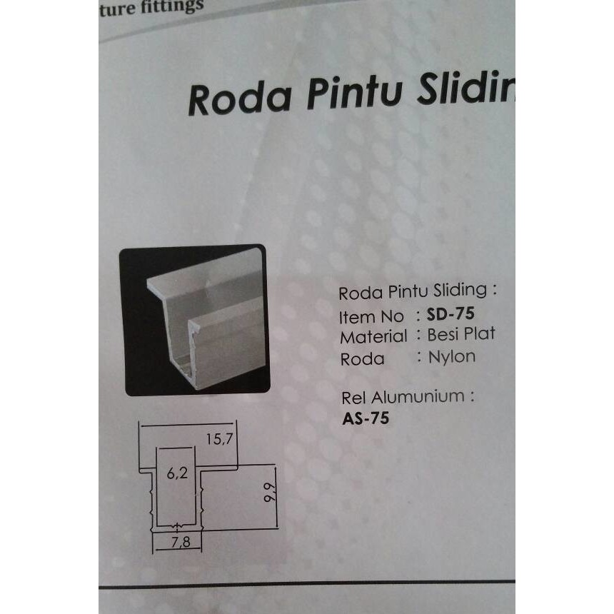 Rel Pintu Lemari Sliding AS-75 Geser Pasangan Roda SD-75