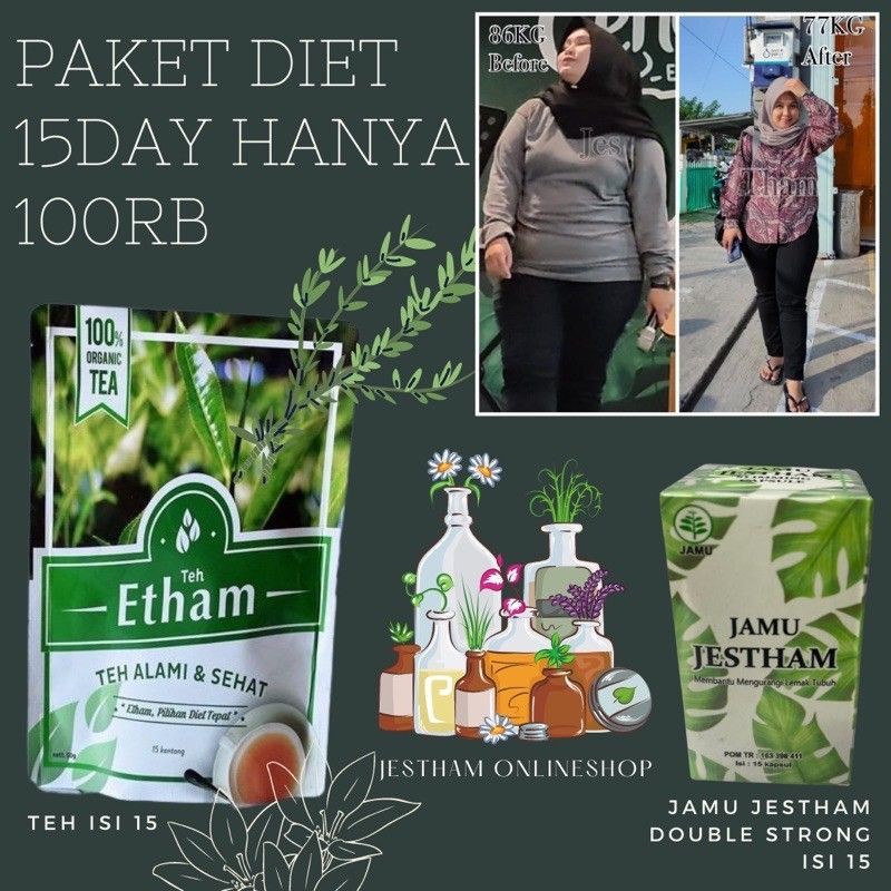 Paket Teh Diet strong isi15  dan Jamu Jestham isi 15 (original)