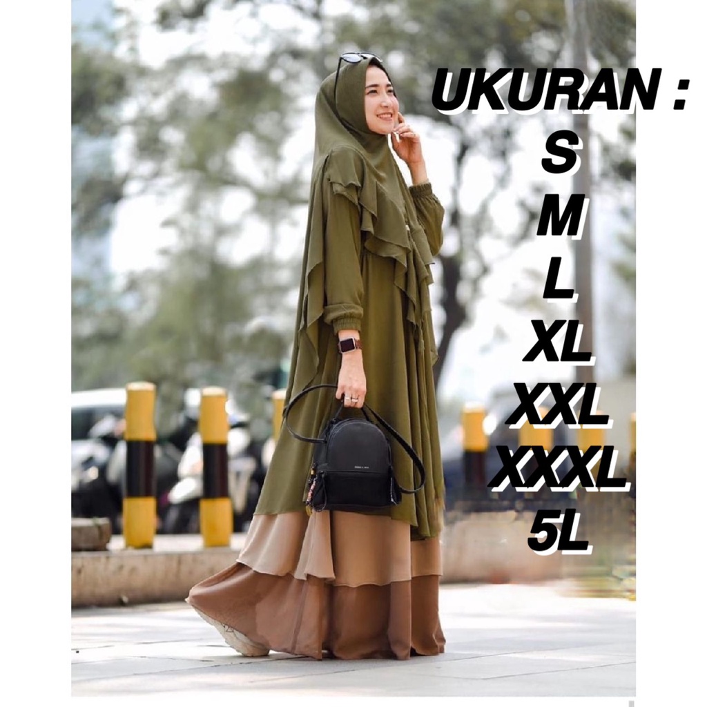 (5L XXXL XXL XL L M S ) GAMIS CERUTY JUMBO / CERUTY HAVANA SYARI + KHIMAR