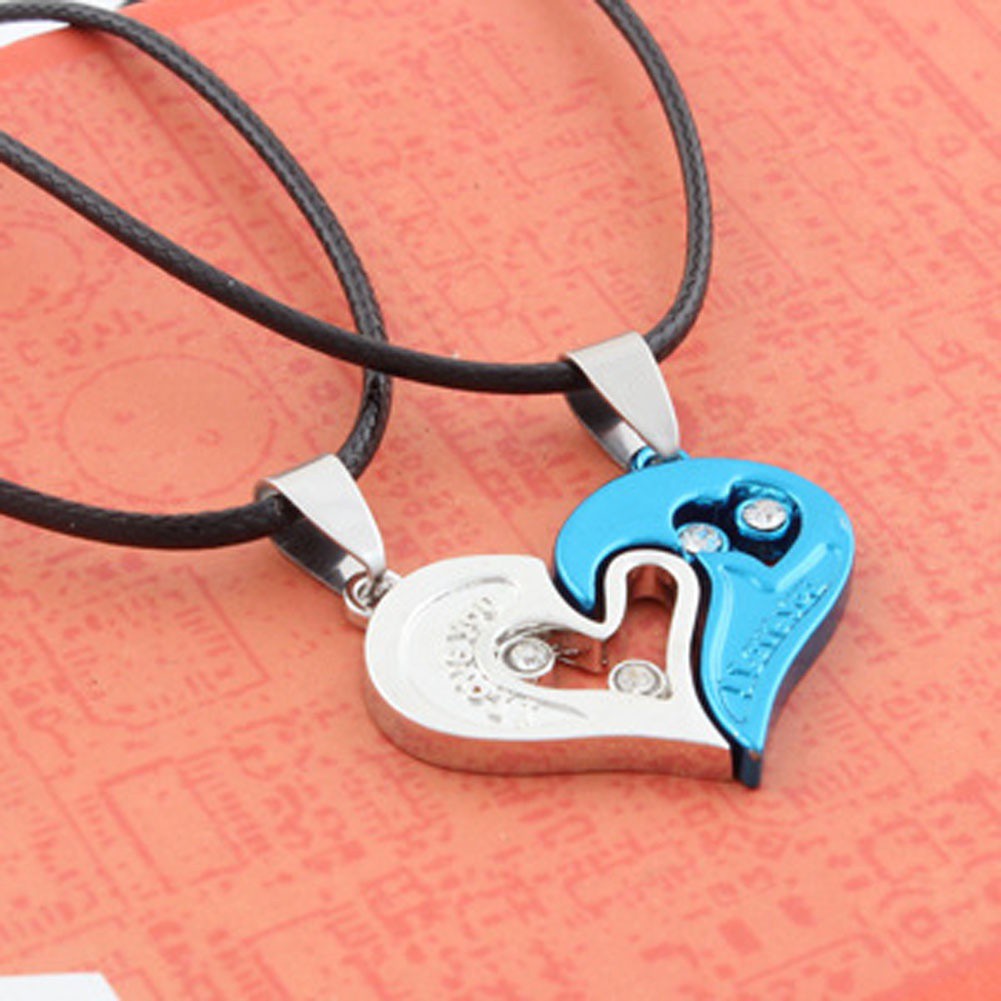 Kalung Pasangan Pasangan Tulisan I Love You Bahan Stainless Steel