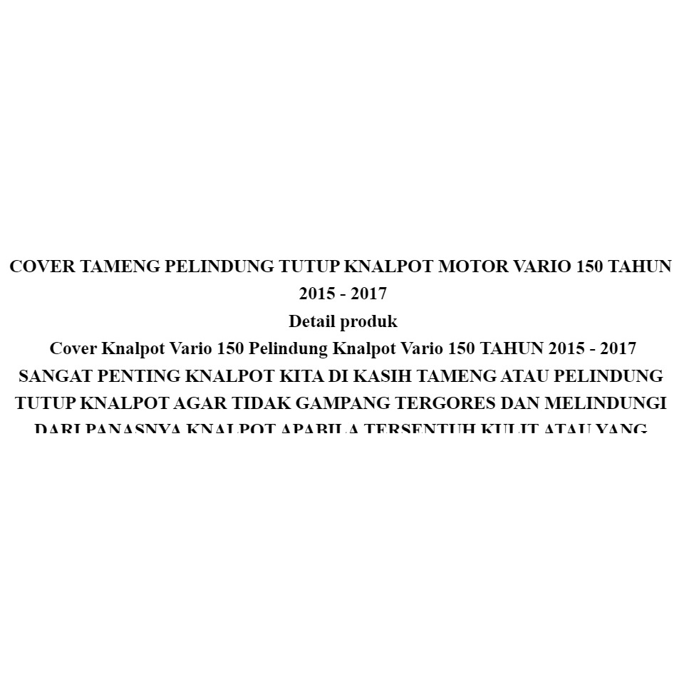 COVER TAMENG PELINDUNG TUTUP KNALPOT MOTOR VARIO 150 TAHUN 2015 - 2017/ TAMENG TUTUP KNALPOT VARIO 150 OLD 2015 -2017