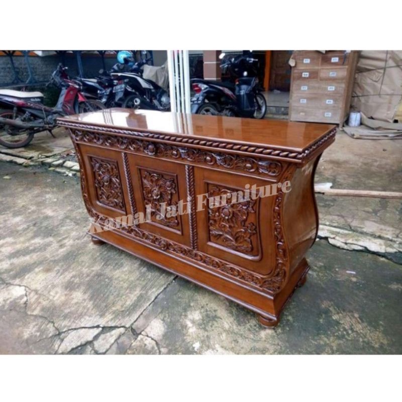 Bufet jati ukir Jepara, bufet tv jati solid (lemari pendek, nakas jati, bufet jati)