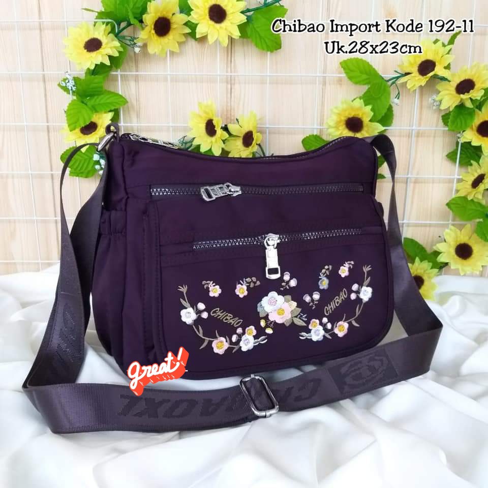Tas slempang Wanita Chibao 192-11 Motif Bunga size 28x21x12cm Tas Wanita Terbaru BISA BAYAR DITEMPAT