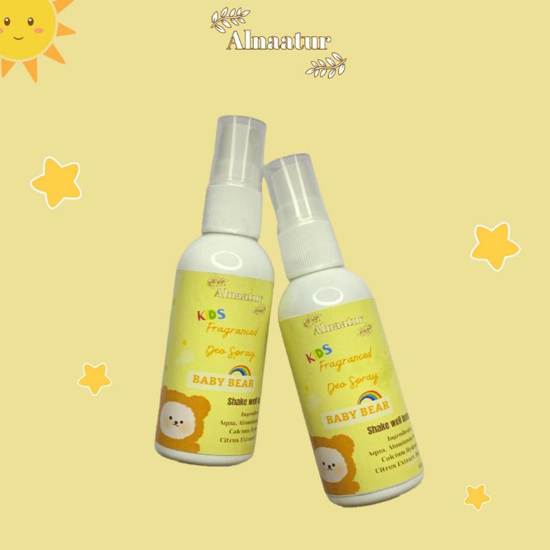 DEODORAN tawas spray ANAK dan REMAJA Natural herbal penghilang bau badan, kaki ampuh, non alkohol, wangi bedak bayi, jeruk, strawberry, peach, bubble gum, praktis kemasan 60ml Alami