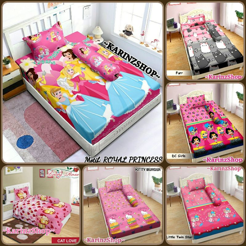 Sprei Lady Rose Single Uk.120x200x20 Cm LITTLE TWIN STAR/DC GIRLS/HK STRAWBERRY/LOL/LITTLE PONY/KITTY APPLE