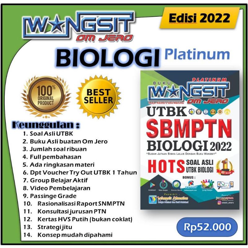 

UTBK SBMPTN MODUL BIOLOGI 2022 BUKU WANGSIT OM JERO
