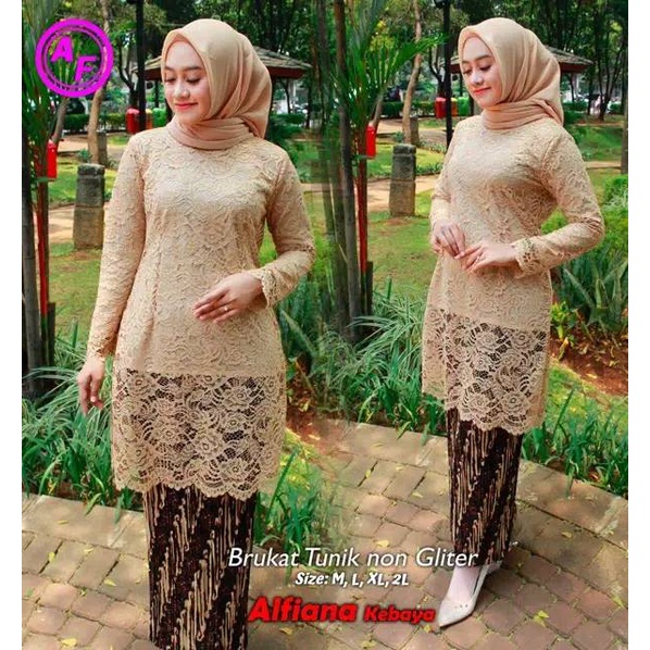 Setelan kebaya brokat tunik set rok plisket maxy skirlt / setelan kebaya tunik / kebaya dahlia / kebaya murah