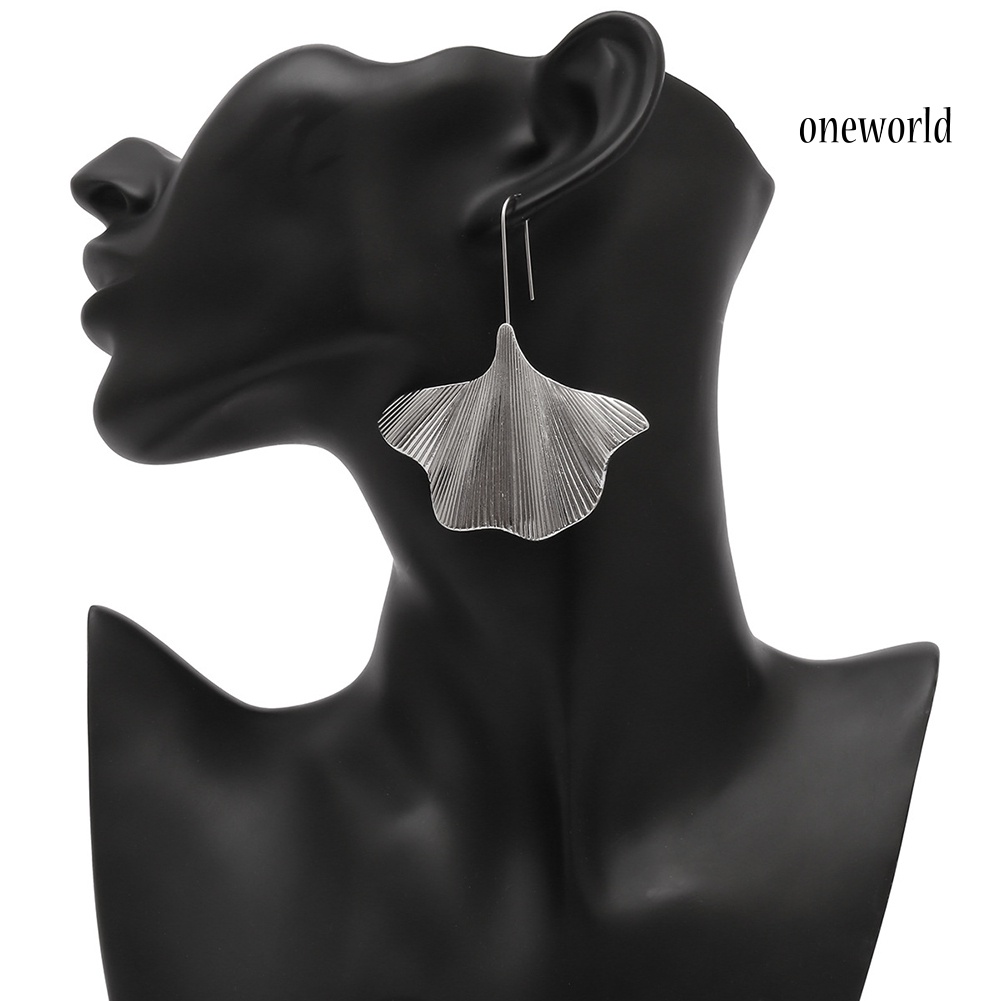 OW# Women Ginkgo Leaf Dangle Drop Geometric Hook Earrings Statement Party Jewelry