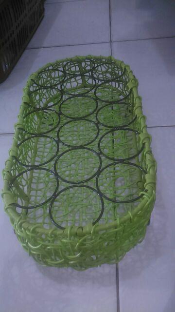 Keranjang Air Mineral / Tempat Aqua Gelas Rotan Sintetis Isi 16