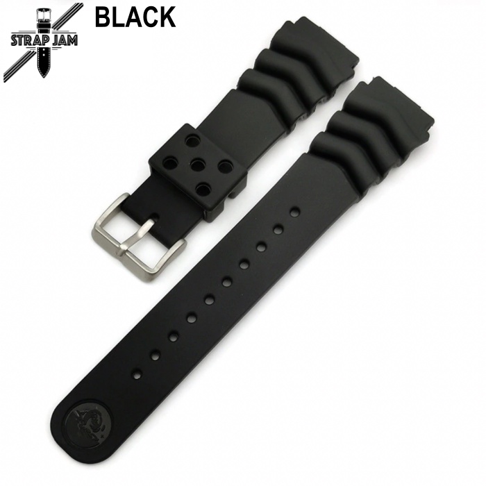 SKO Tali Strap Jam Tangan Universal Style Seiko 20mm 22mm Rubber Silikon Silver Stainless Steel Buckle