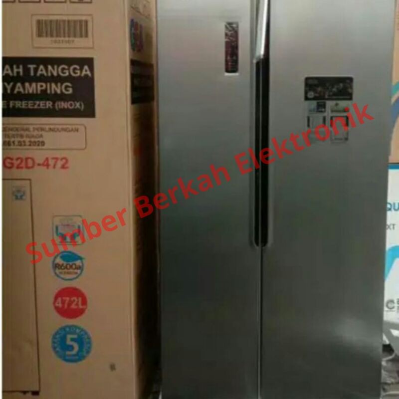 Kulkas GEA G2D 472 lemari es 2 pintu G2D-472 G2D472 side by side silver new series murah bandung