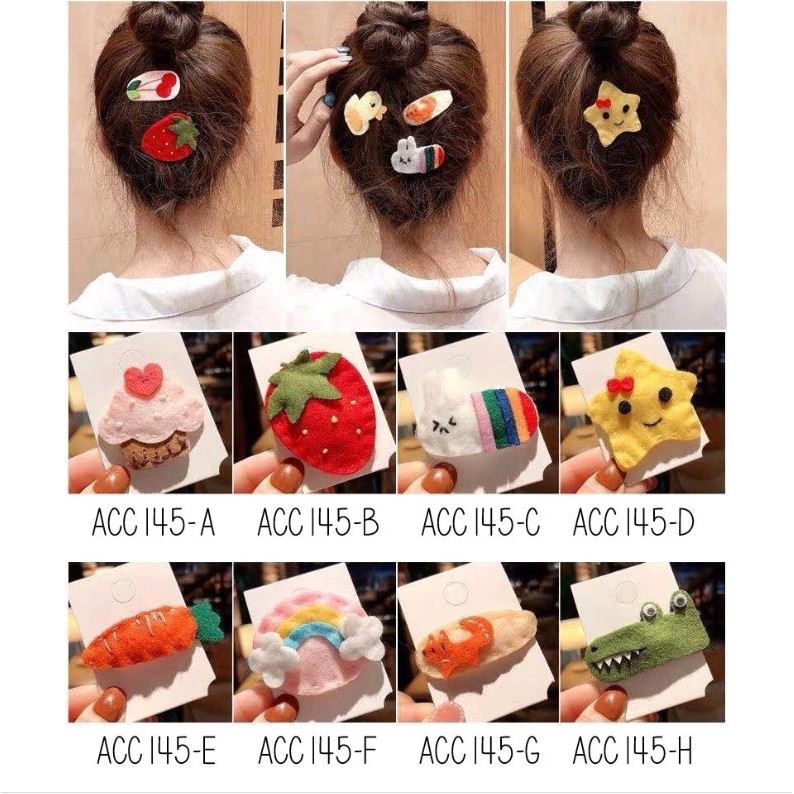 ACC145 Jepit Rambut Anak Kain Motif Karakter Korea Hairpin Handmade Aksesoris Rambut Wanita S1249