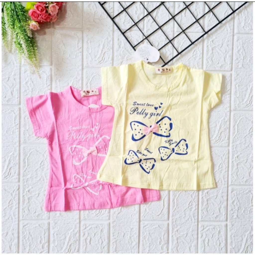 Baju Anak Perempuan Usia 1 tahun - 9 tahun / Kaos Anak Perempuan Lengan Pendek / 100% cotton import